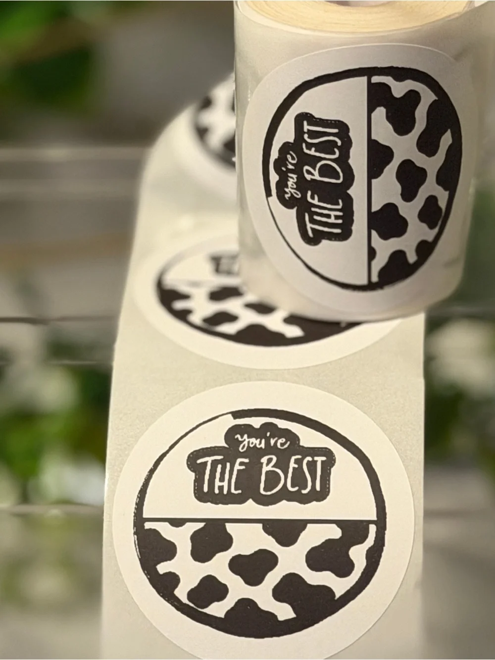 You’re the Best Cow Print Encouragement Stickers 2” Round Labels 200 Count